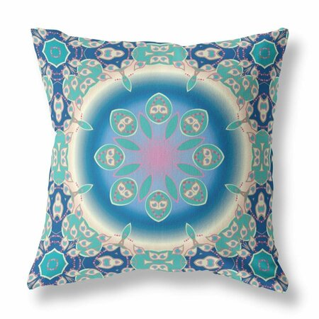 PALACEDESIGNS 26 in. Jewel Indoor & Outdoor Zippered Throw Pillow Blue & Turquoise PA3664360